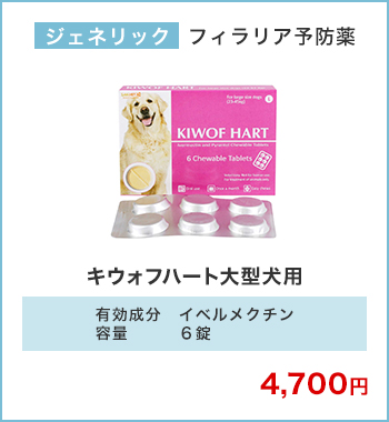 ブランド医薬品 | キウォフハート大型犬用(23～45kg)6錠