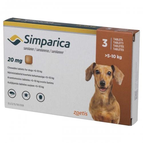 シンパリカチュアブル 20mg 小型犬用(5.1-10kg )3錠
