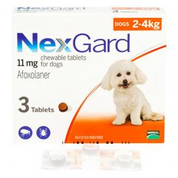 ネクスガード 11mg チュアブル 犬用 (2-4 Kg) 3錠